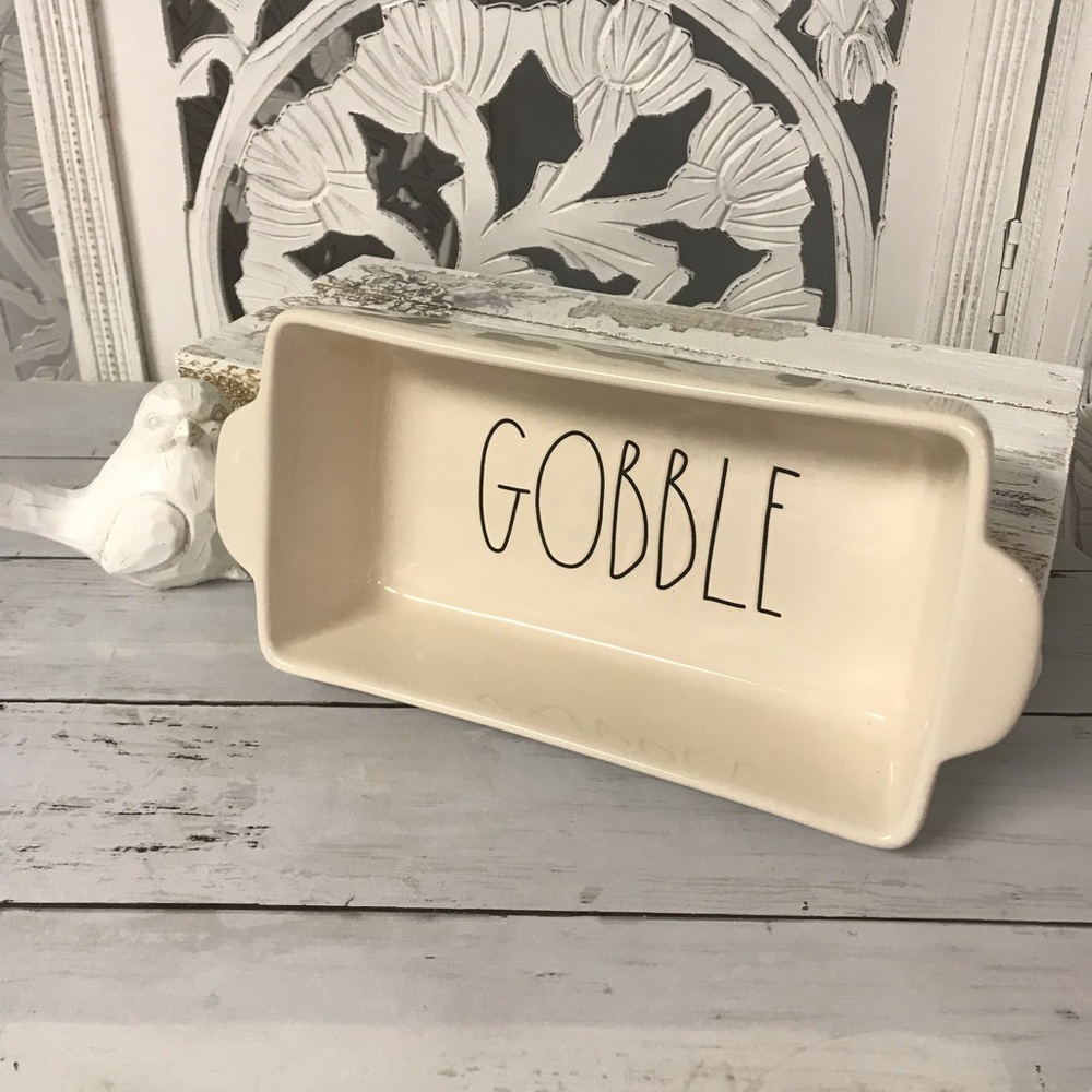 Rae Dunn Ceramic Bread Pan Baking Dish “Gobble”, Fall Kitchen, Thanksgiving